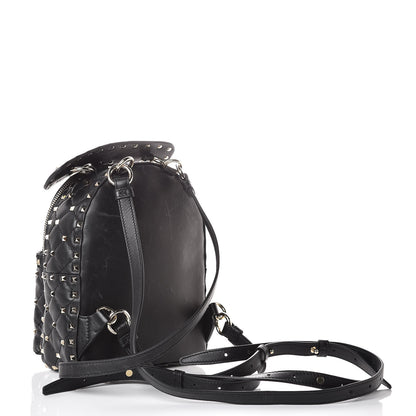 Valentino Garavani Lambskin VLTN Print Quilted Mini Rockstud Spike Backpack Black 3 of 8