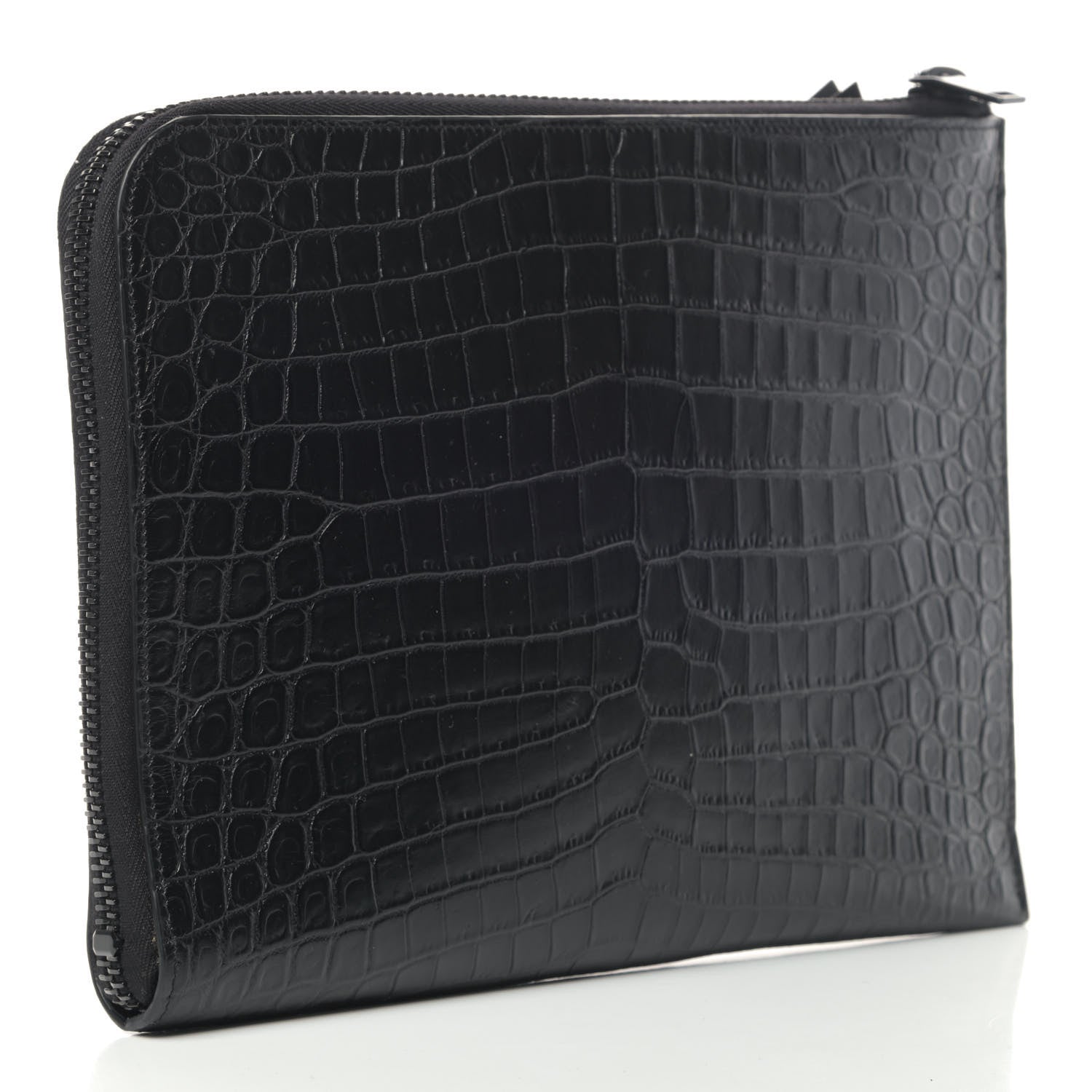 Saint Laurent Calfskin Crocodile Embossed iPad Case Black 2 of 4