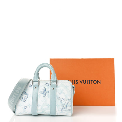 Louis Vuitton Monogram Aquagarden Keepall Bandouliere 25 Crystal Blue 9 of 9