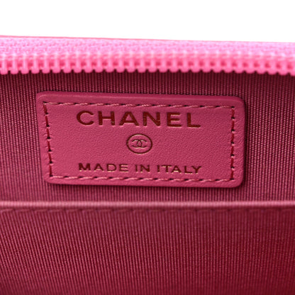 Chanel Calfskin Quilted Boy Zip Around Coin Purse Wallet Pink 5 of 12