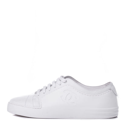 Chanel Calfskin Gum Womens CC Sneakers 39 White 1 of 11