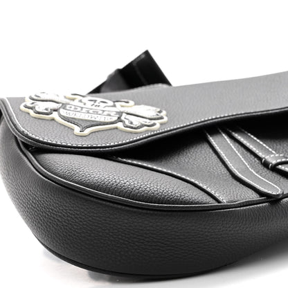 Christian Dior X SHAWN STUSSY Grained Calfskin Bee Saddle Bag Black 8 of 9