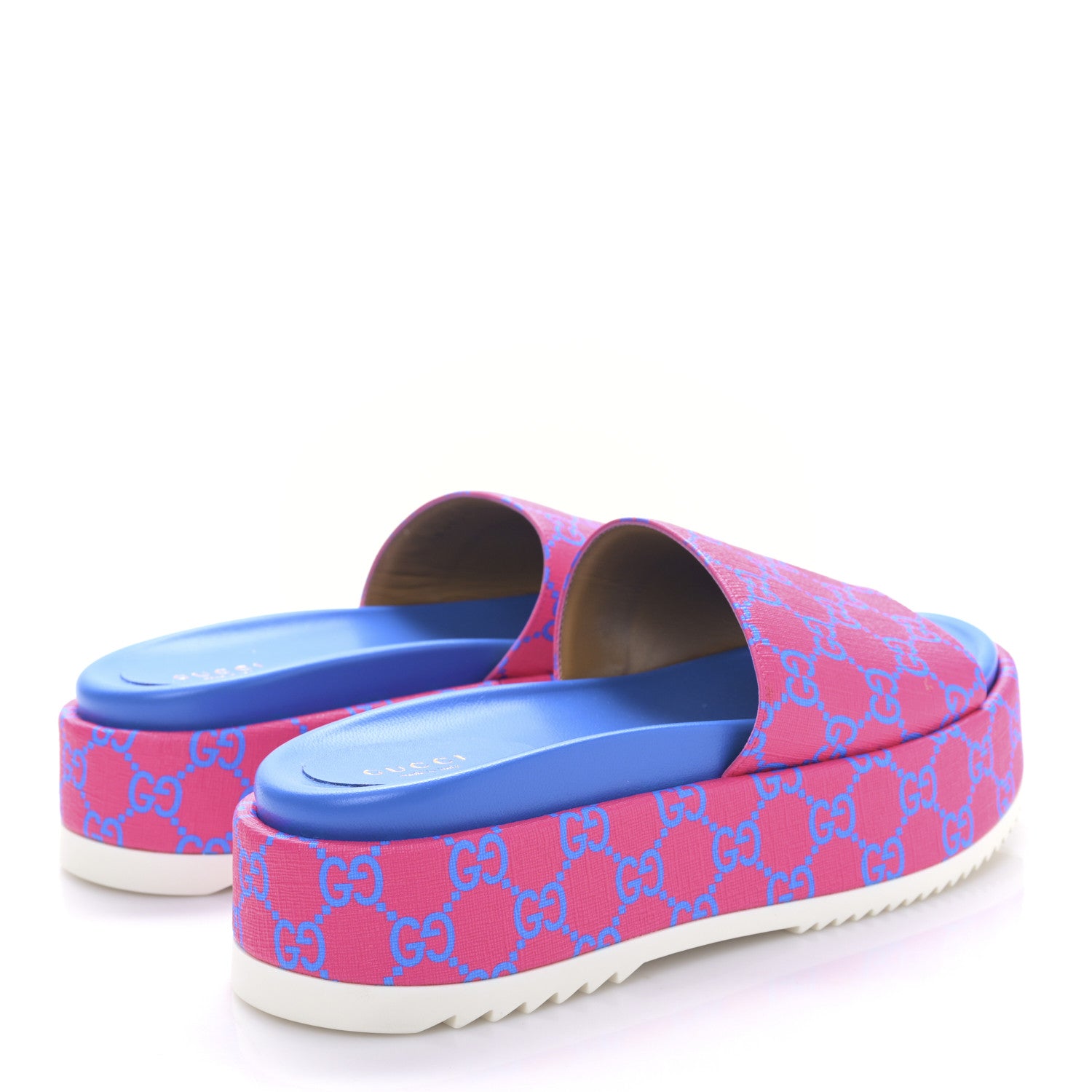 Gucci GG Supreme Joy Monogram Angelina Platform Slide Sandals 39.5 Fuxia Blue 4 of 8
