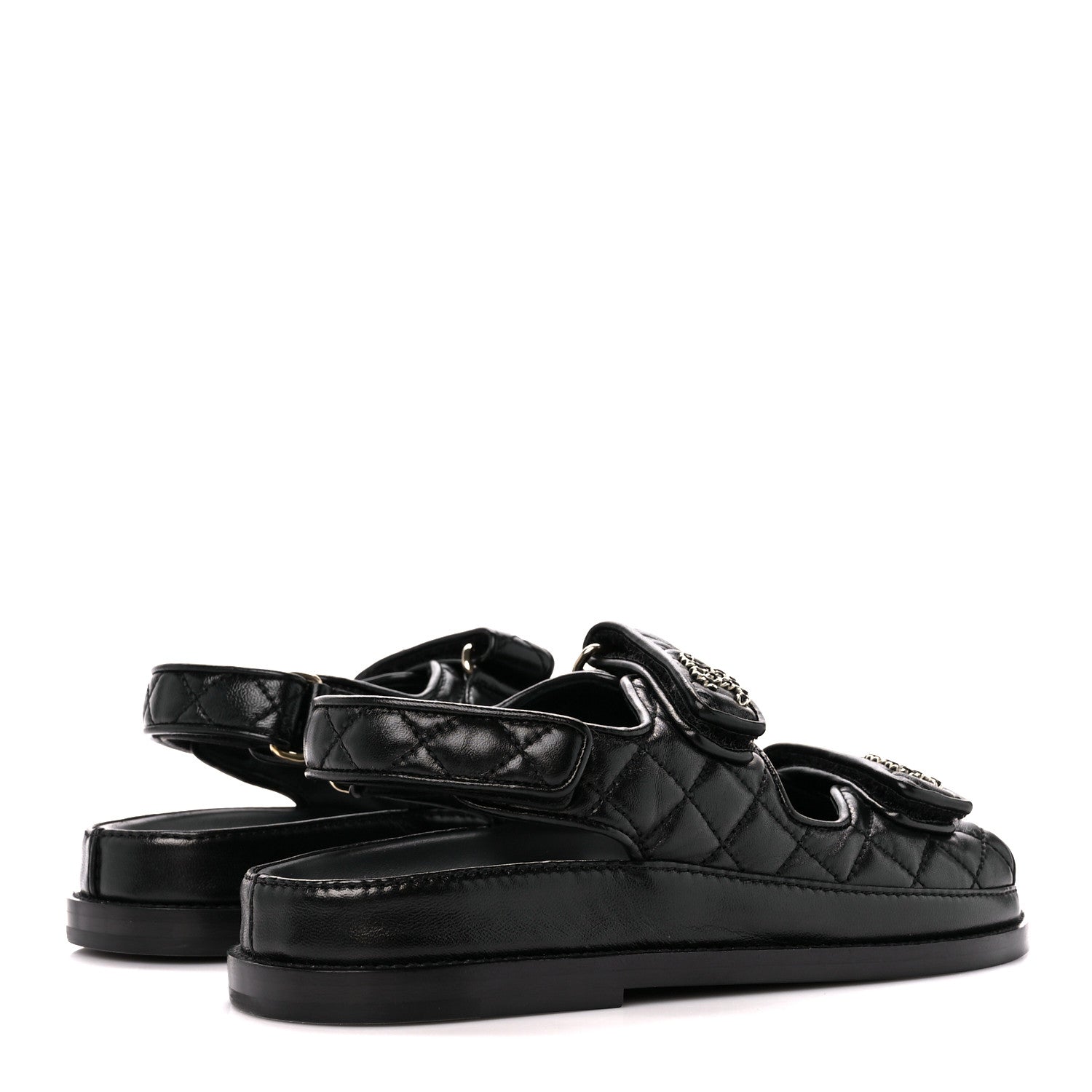 Chanel Lambskin Velcro Dad Sandals 36 Black 4 of 9