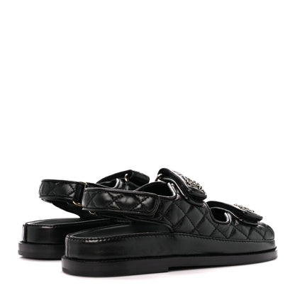 Chanel Lambskin Velcro Dad Sandals 36 Black 4 of 9