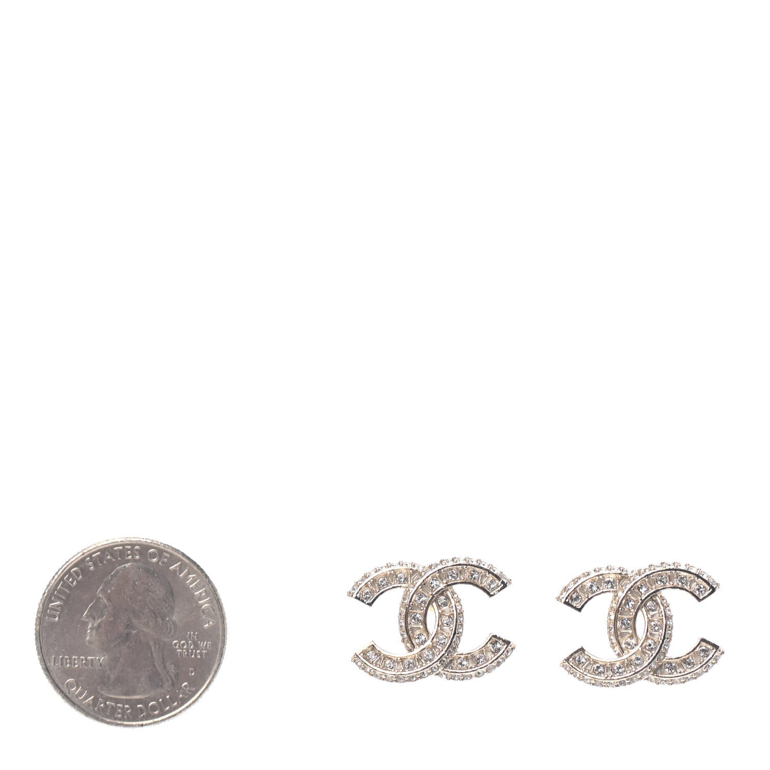 Chanel Crystal Timeless CC Earrings Light Gold 2 of 4