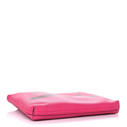 Gucci Pebbled Calfskin Medium Logo Portfolio Clutch Box Pink Green 4 of 11
