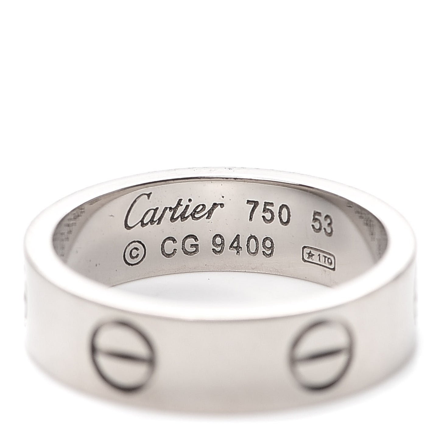 18K White Gold 5.5mm LOVE Ring 53 6.25