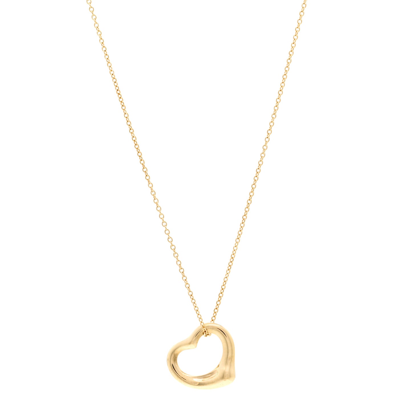 18K Yellow Gold 16mm Elsa Peretti Open Heart Pendant Necklace