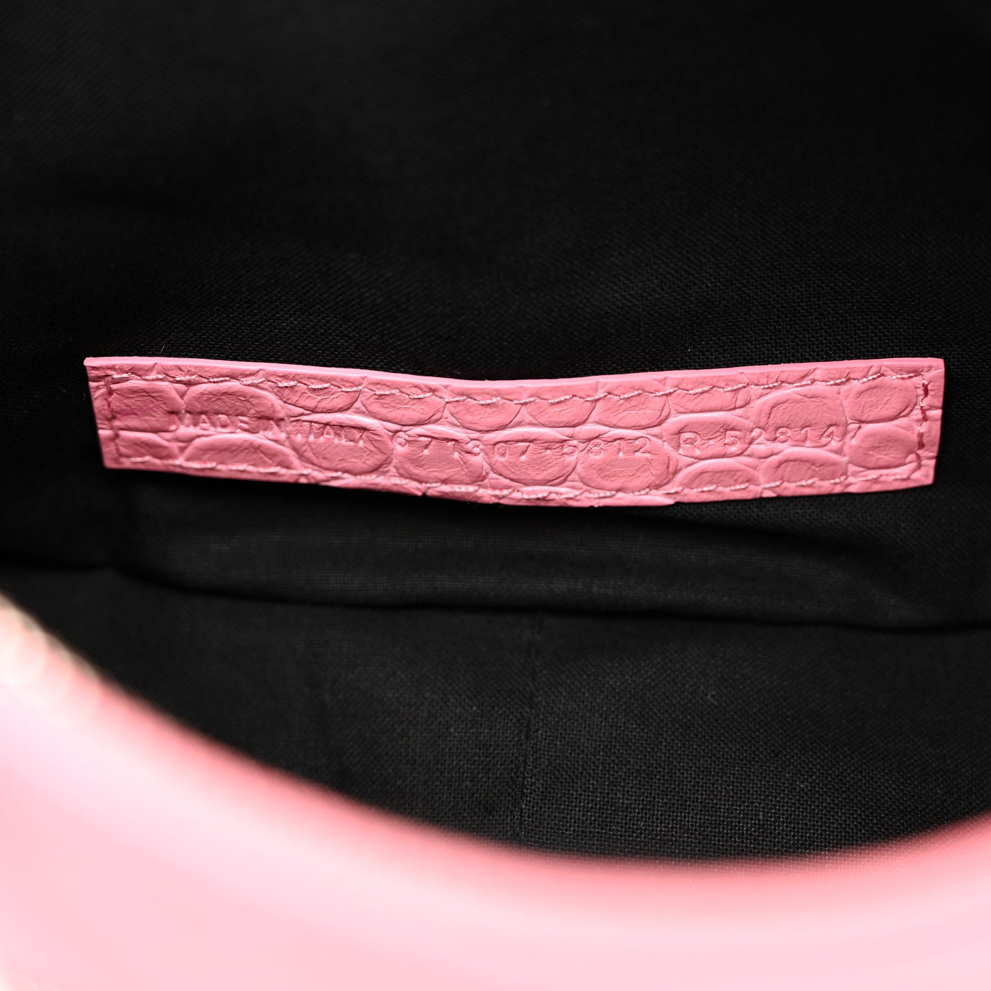 Extra Supple Calfskin Crocodile Embossed Small Le Cagole Shoulder Bag Sweet Pink