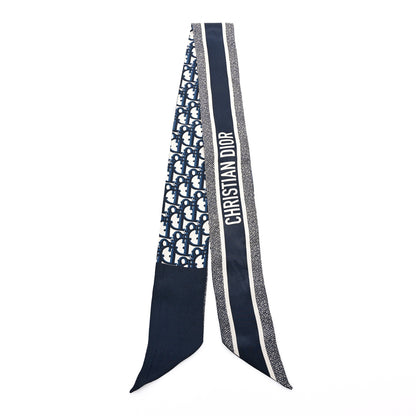 Christian Dior Silk Oblique Mitzah Scarf Blue 2 of 4