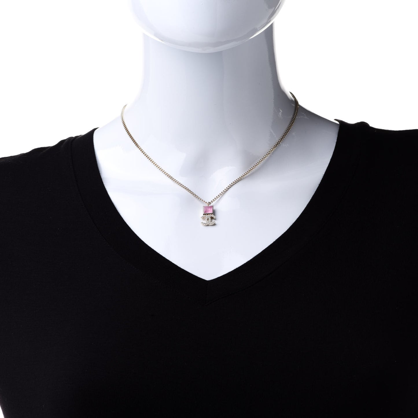 Crystal Resin CC Necklace Pink Gold