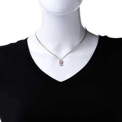 Chanel Crystal Resin CC Necklace Pink Gold 2 of 6