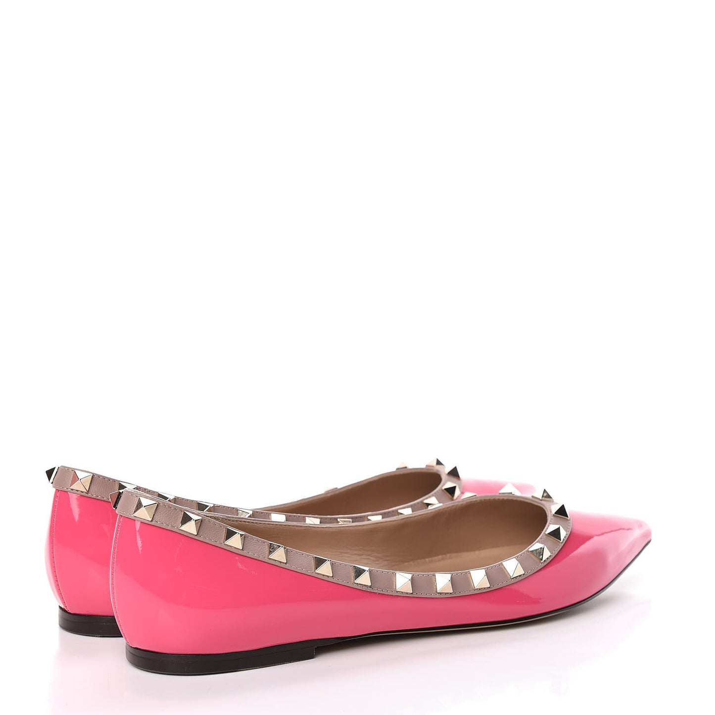 Patent Nappa Rockstud Ballerina Flats 40 Peony Poudre