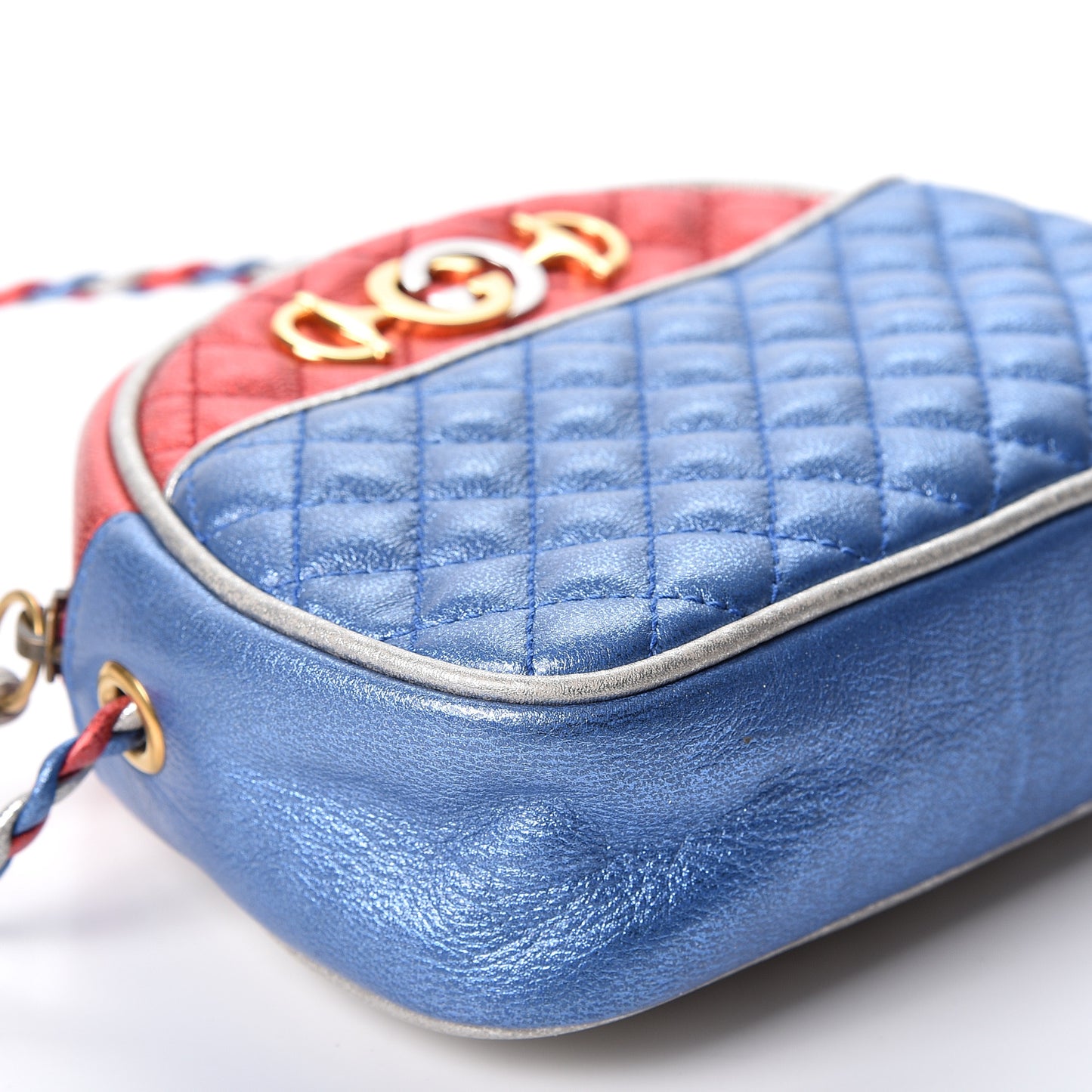 Laminated Nappa Trapuntata Mini Zumi Dome Shoulder Bag Rosso Marine Argento