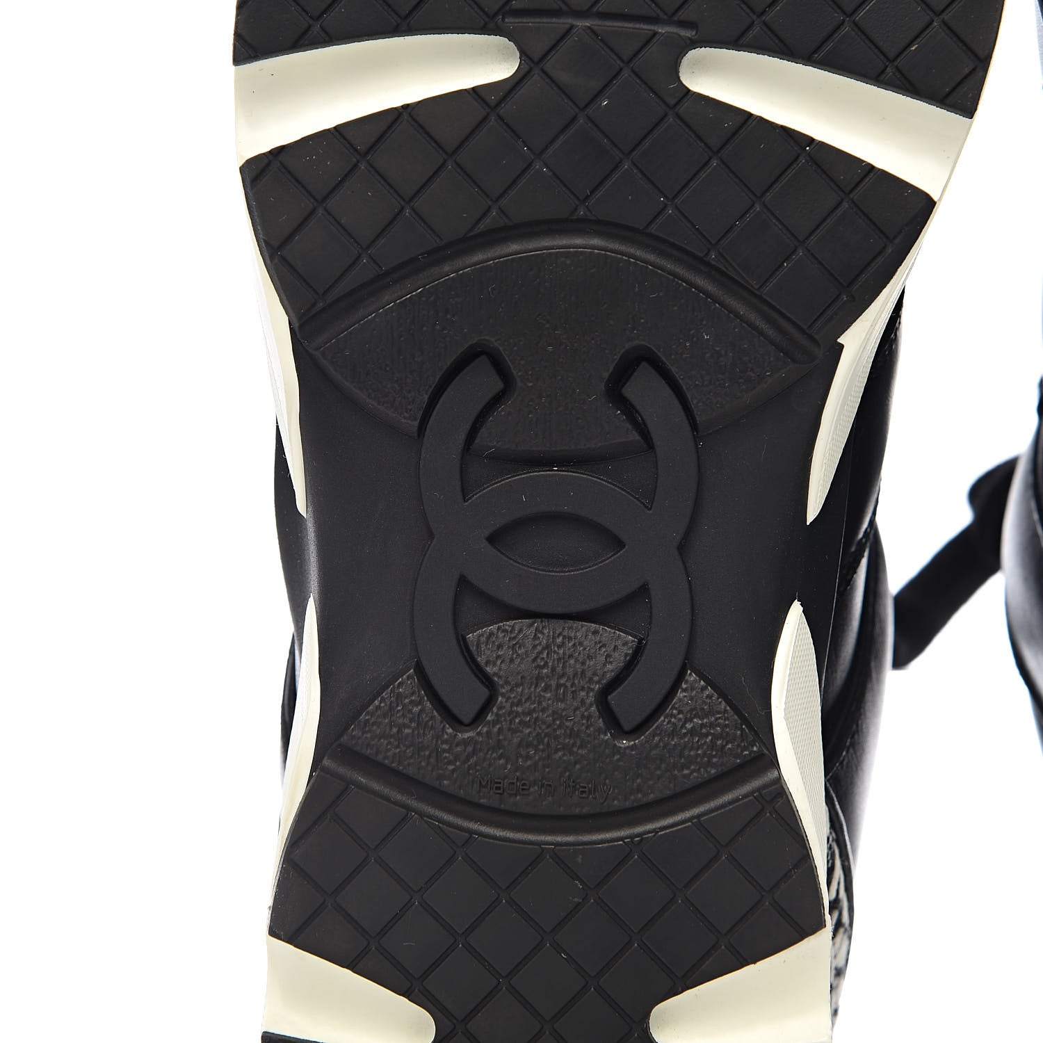 Chanel Calfskin Tweed CC Sneakers 38 Black White 8 of 11
