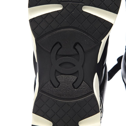 Chanel Calfskin Tweed CC Sneakers 38 Black White 8 of 11