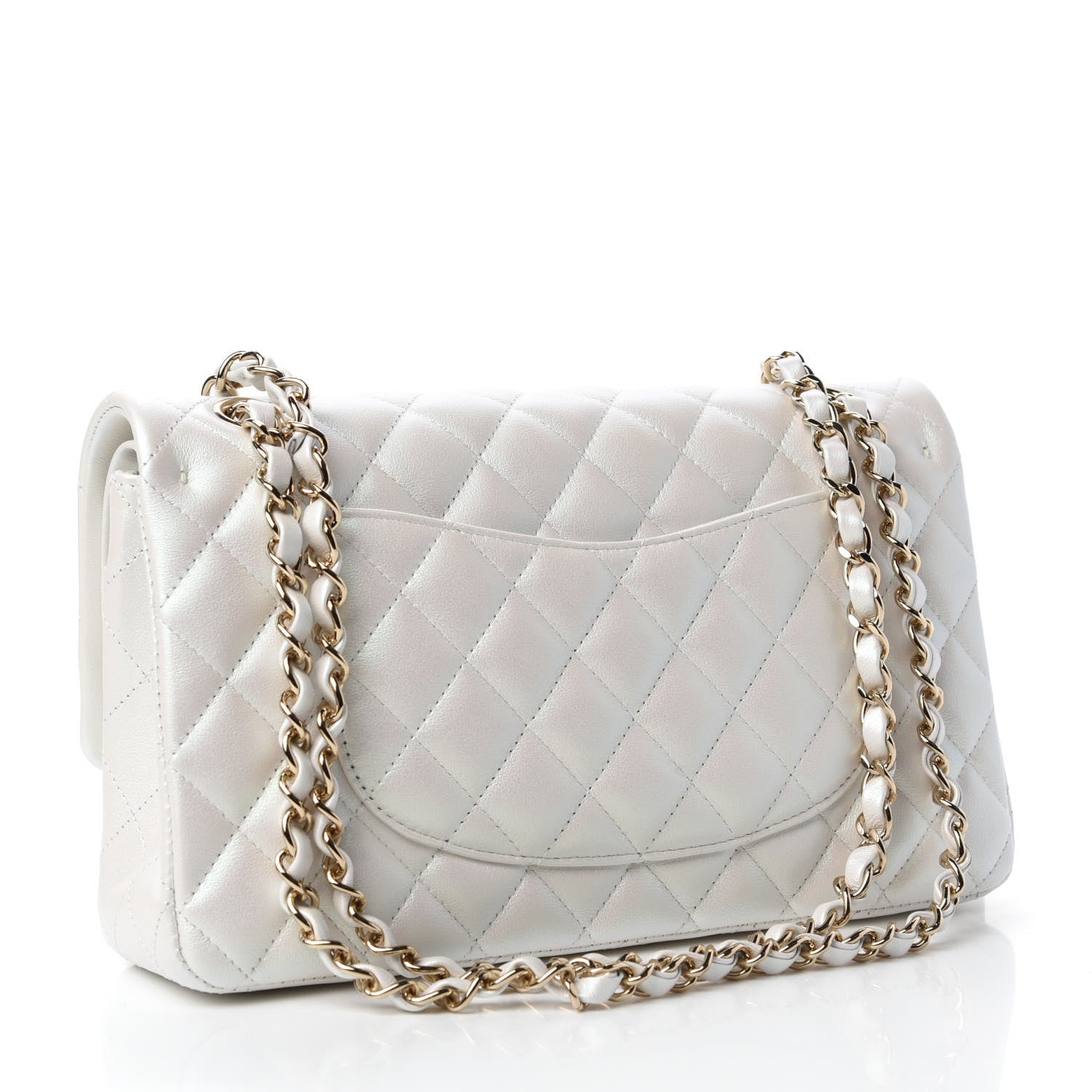 Chanel Iridescent Calfskin Quilted Medium Double Flap Ivory 3 of 12