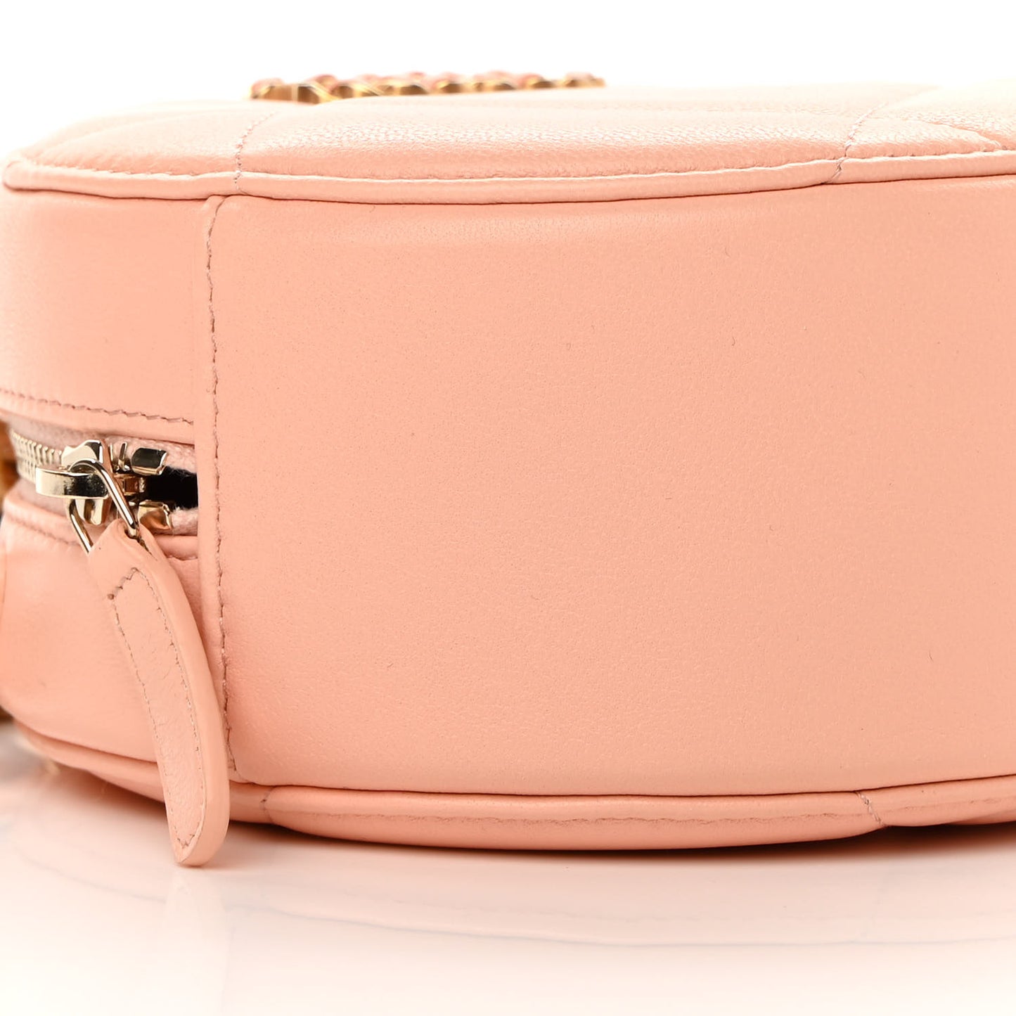Lambskin Quilted Chanel 19 Round Clutch With Chain Light Orange