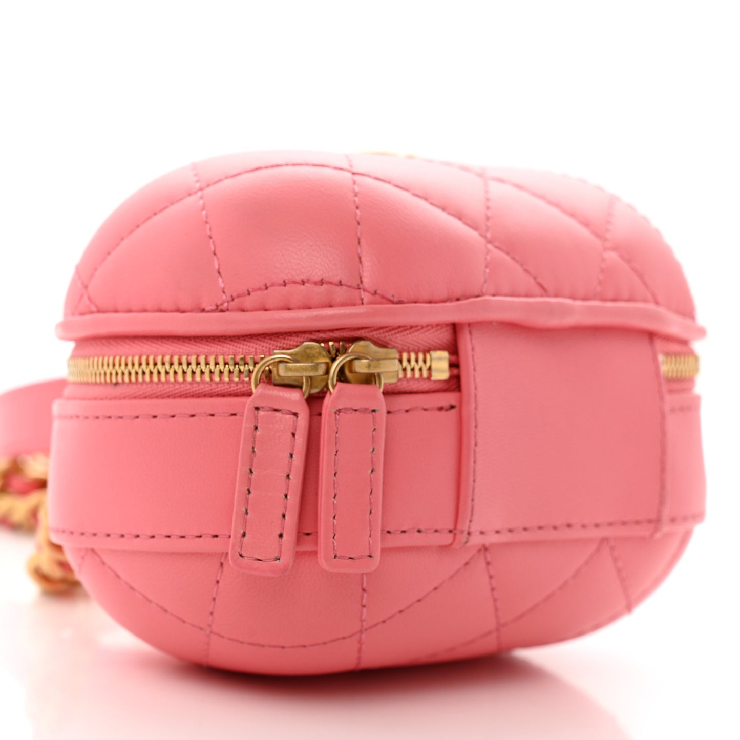 Lambskin Quilted CC Bubble Vanity Case With Chain Pink