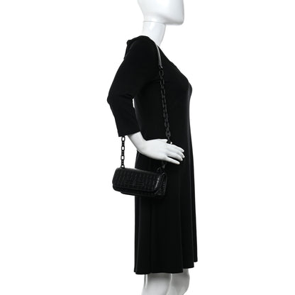 Balenciaga Extra Supple Calfskin Monochrome Crocodile Embossed Gossip Chain Bag XS Black 2 of 9