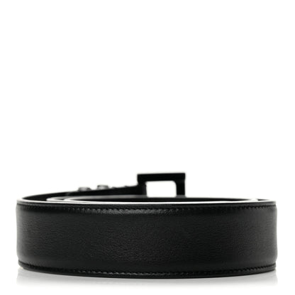 Saint Laurent Box Laque Monochrome Monogram Square Buckle Belt 75 30 Black 2 of 8