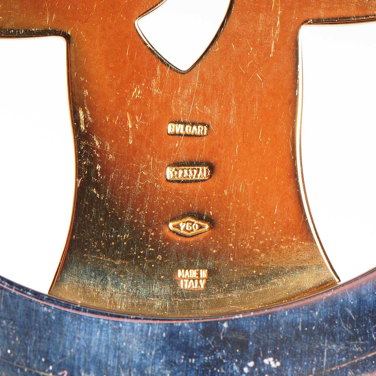 Bulgari Stainless Steel 18K Yellow Gold Tondo Cross Pendant 4 of 4