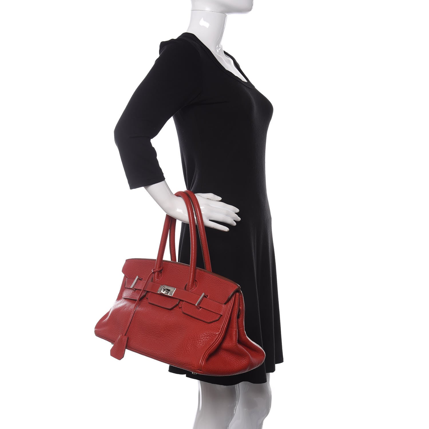 Hermes Taurillon Clemence JPG Shoulder Birkin II 42 Rouge Vif 2 of 15