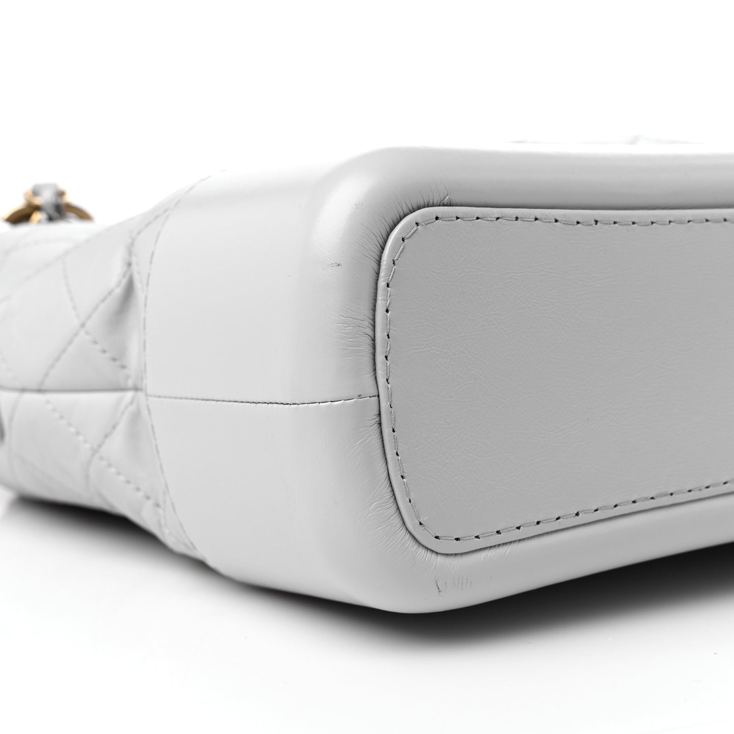 Aged Calfskin Quilted Medium Gabrielle Hobo Light Grey