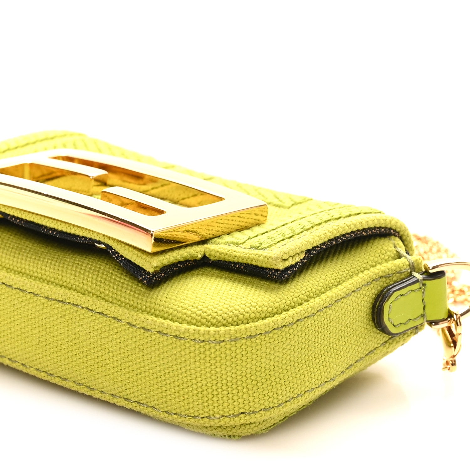 Fendi Canvas Vitello King FF Embroidered Nano Maxi Buckle Baguette Charm Wasabi 9 of 9