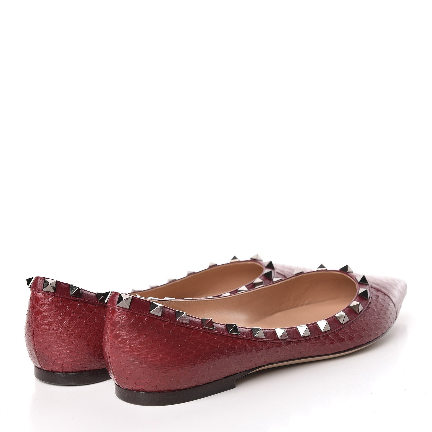 Valentino Garavani Ayers Snakeskin Rockstud Ballerina Flats 39 Cerise 4 of 10