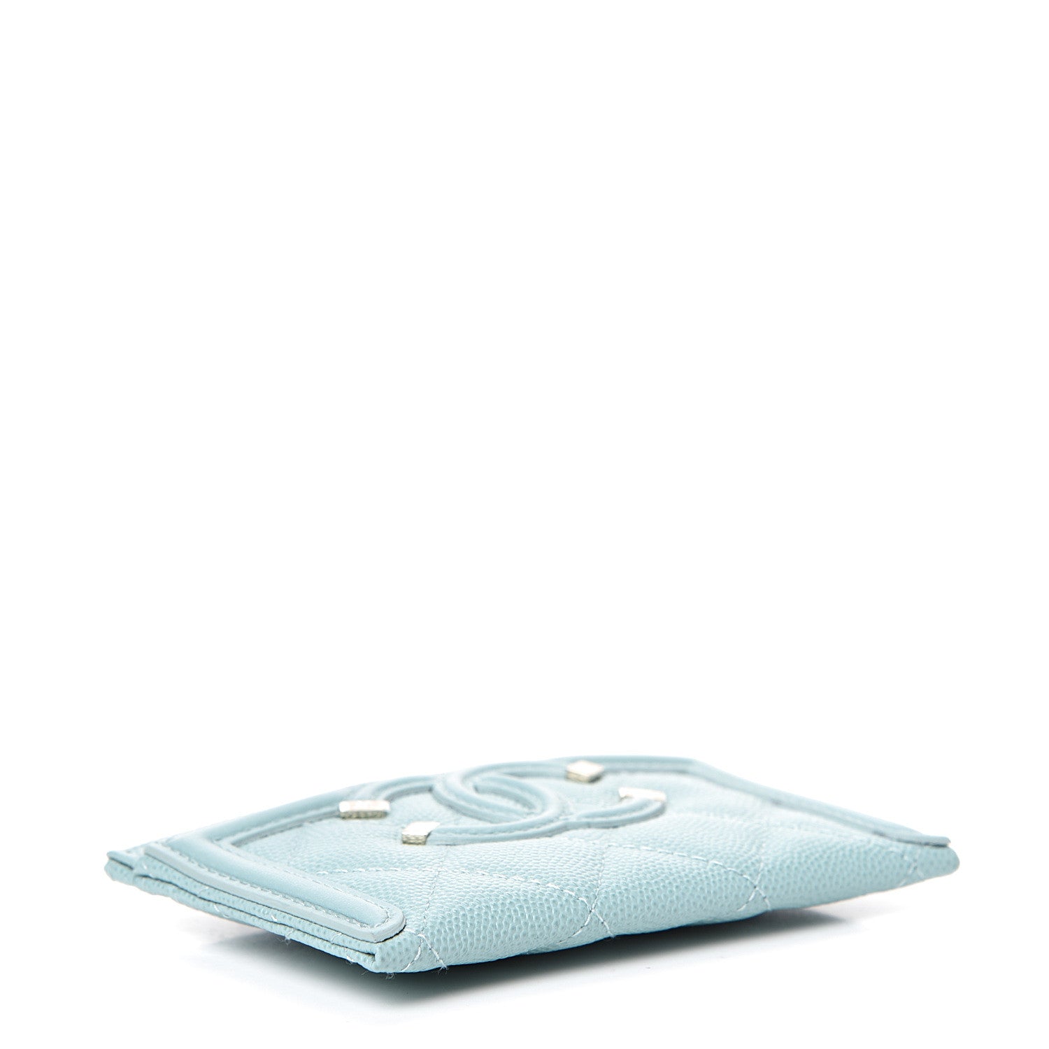 Chanel Caviar Quilted Filigree Card Holder Light Blue 3 of 8