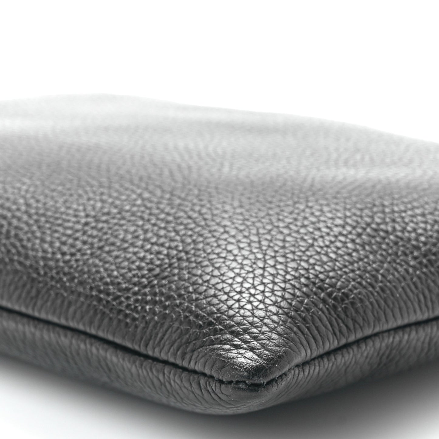 Pebbled Calfskin Animalier Tiger Zip Pouch Black