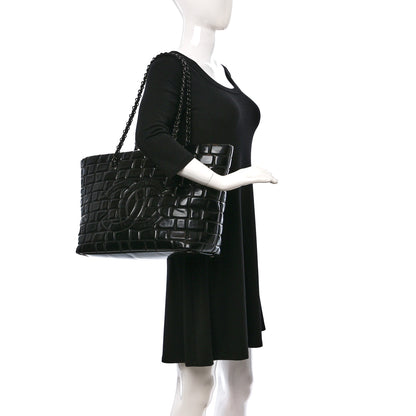 Chanel Vinyl Quilted Frozen Shopping Tote Black 2 of 14