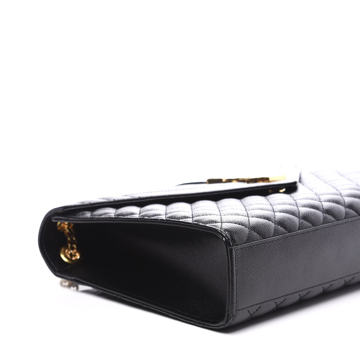 Saint Laurent Grain De Poudre Textured Mixed Matelasse Large Triquilt Monogram Satchel Black 5 of 9