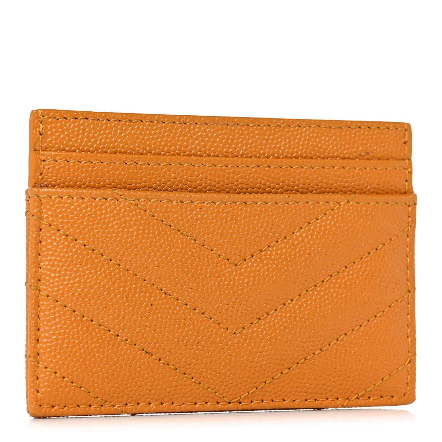 Grain De Poudre Matelasse Chevron Monogram Credit Card Case Senape Yellow