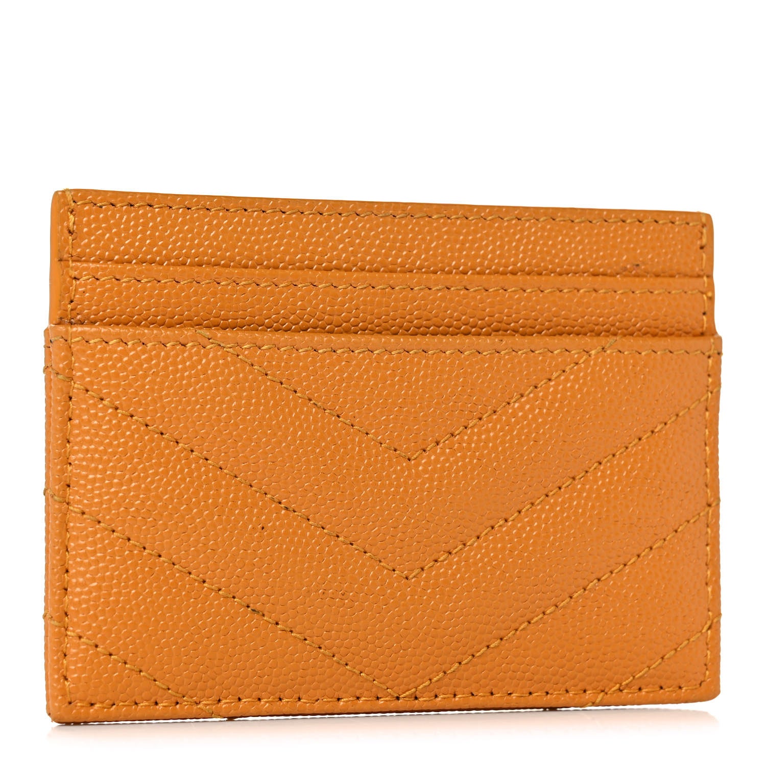 Saint Laurent Grain De Poudre Matelasse Chevron Monogram Credit Card Case Senape Yellow 3 of 8
