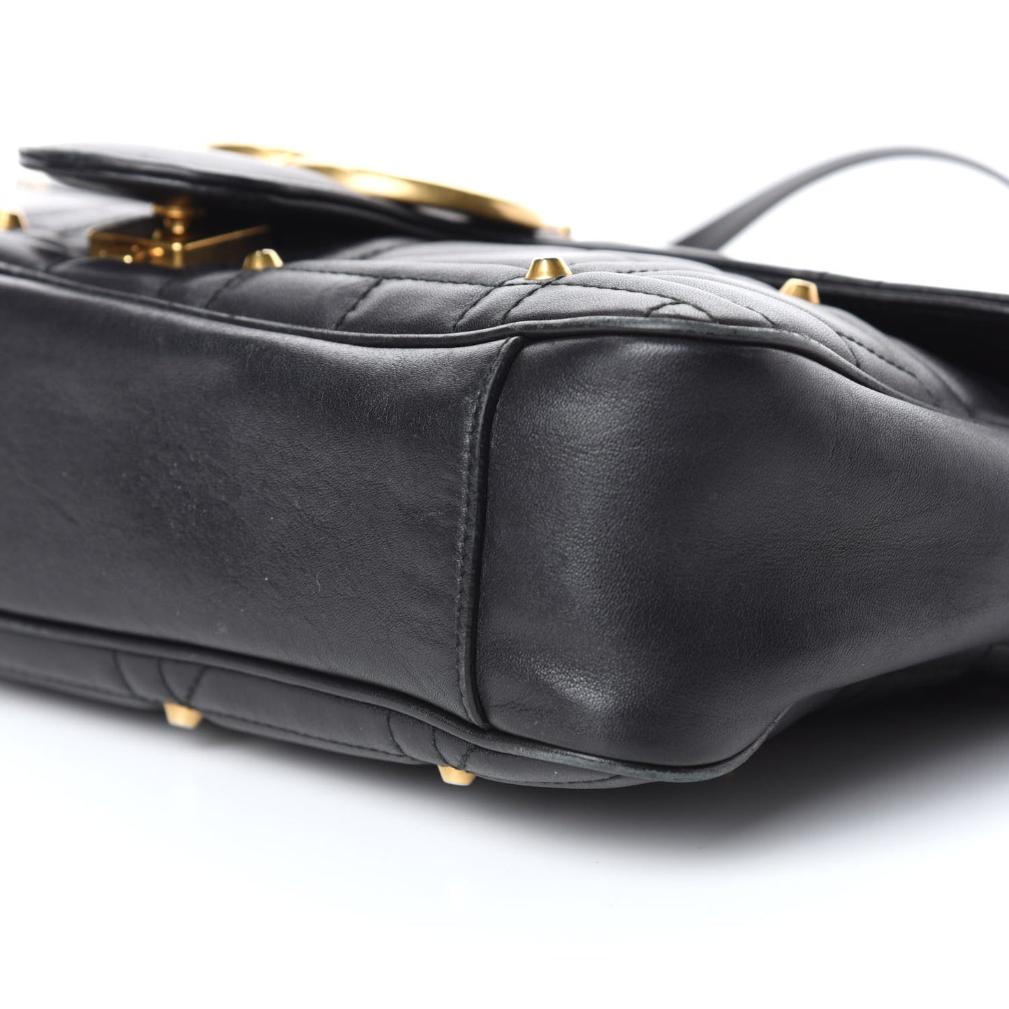 Calfskin Matelasse Studded Medium GG Marmont Shoulder Bag Black