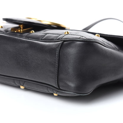 Gucci Calfskin Matelasse Studded Medium GG Marmont Shoulder Bag Black 9 of 9