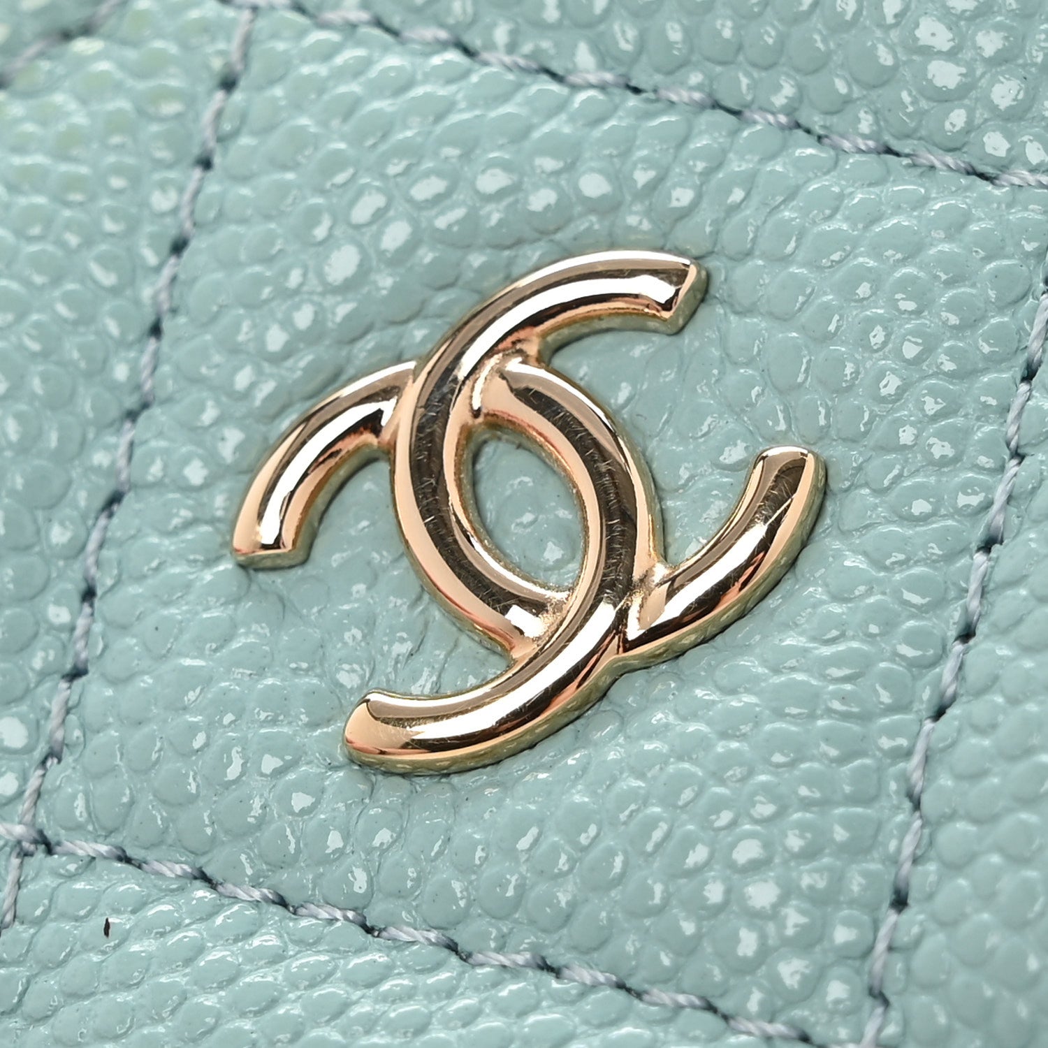 Chanel Caviar Quilted Small Cosmetic Case Light Blue 8 of 8