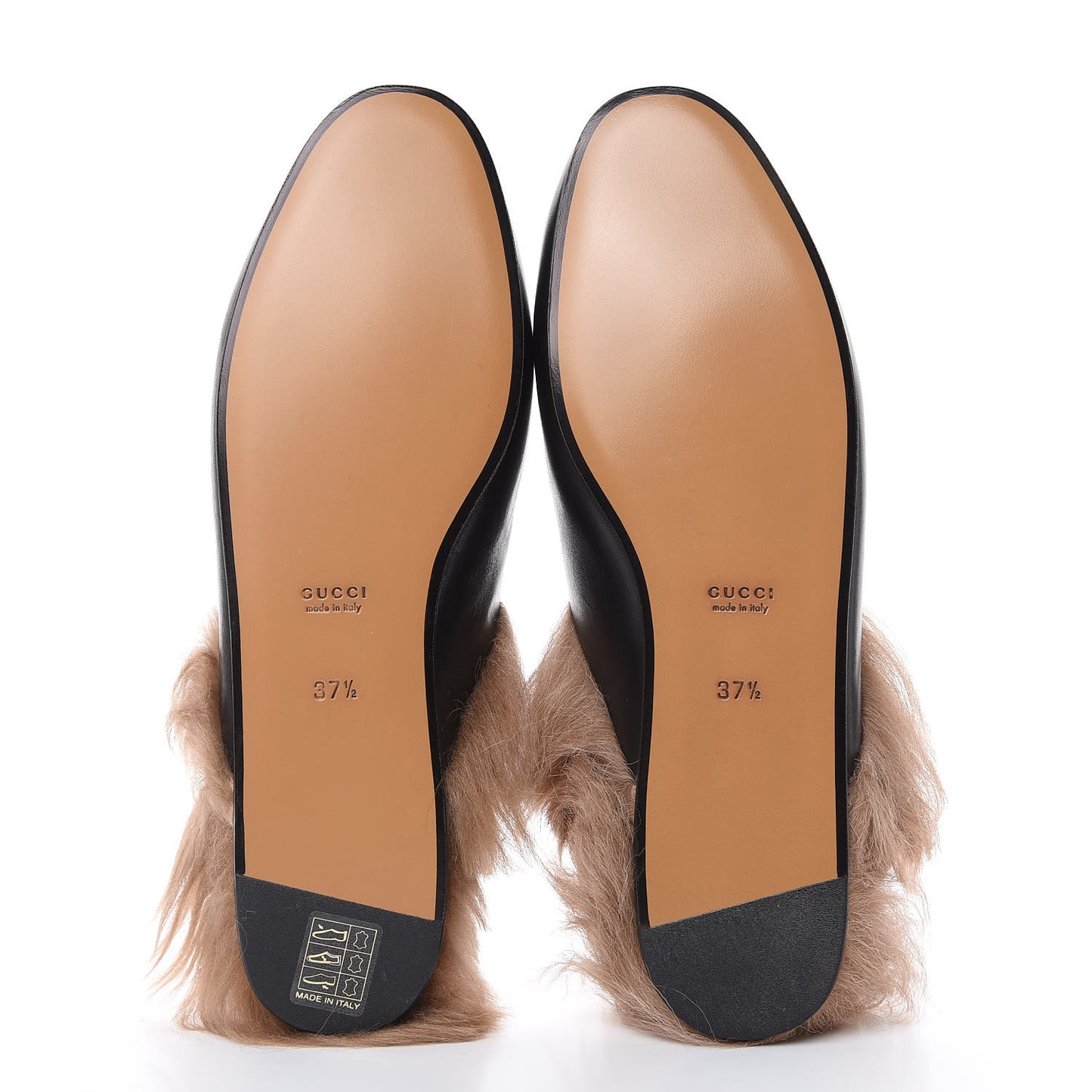 Calfskin Fur Womens Princetown Slippers 37.5 Black