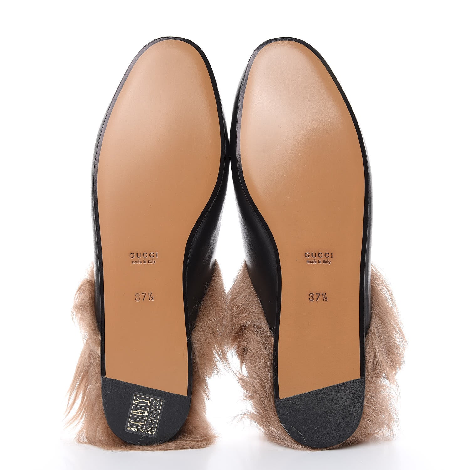 Gucci Calfskin Fur Womens Princetown Slippers 37.5 Black 5 of 9