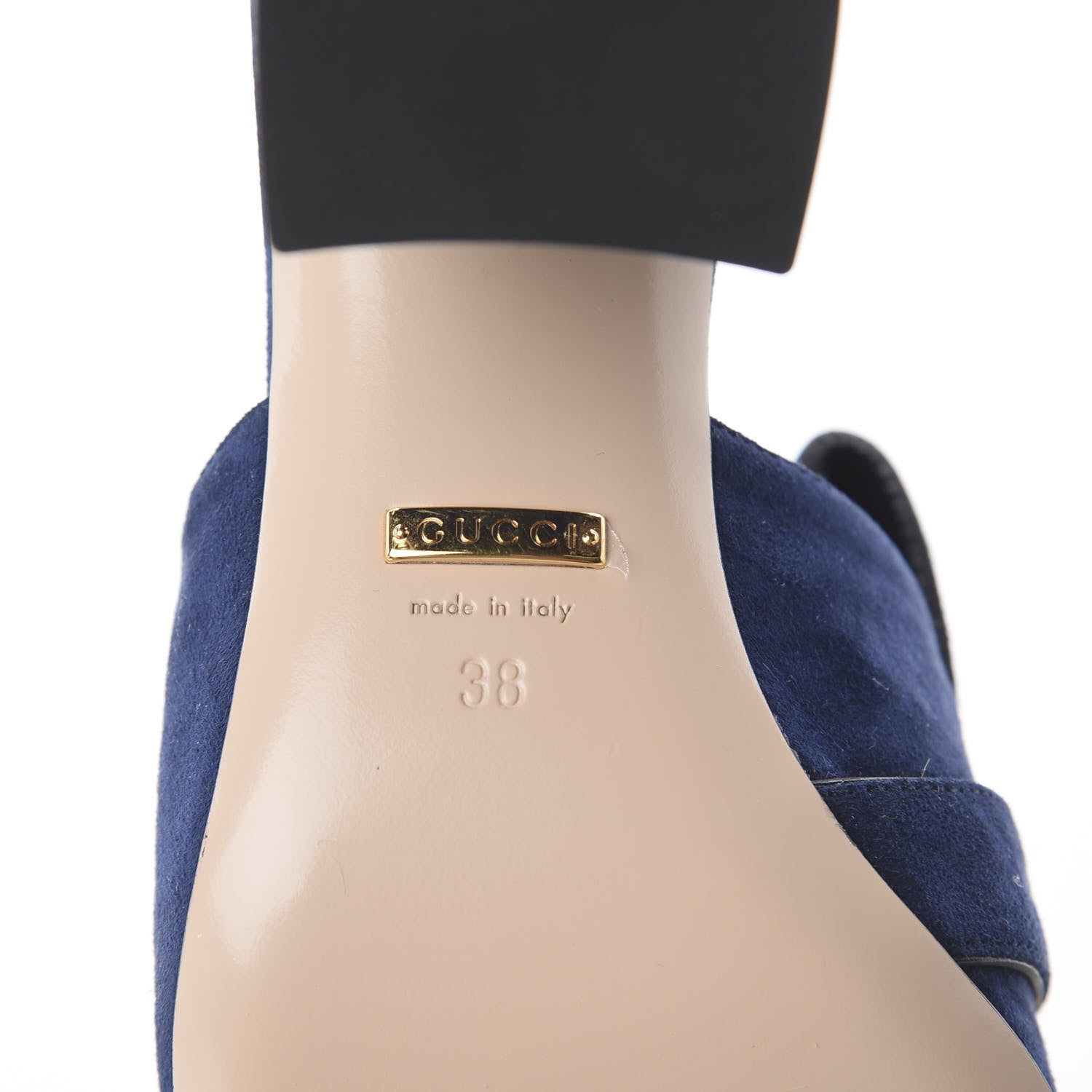Gucci Kid Scamosciato GG Marmont Fringe 75mm Slide Sandals 38 Blue Ink 7 of 7