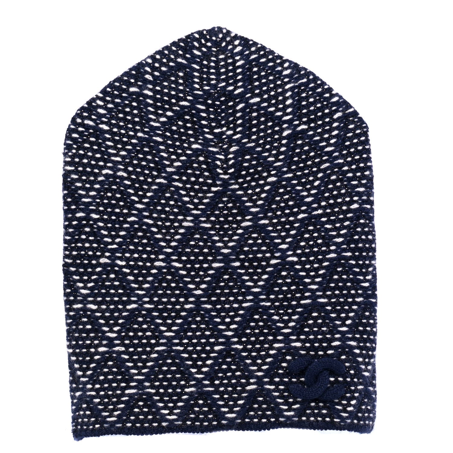 Chanel Cashmere CC Beanie Hat Navy Black White 1 of 4