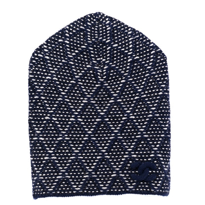 Chanel Cashmere CC Beanie Hat Navy Black White 1 of 4
