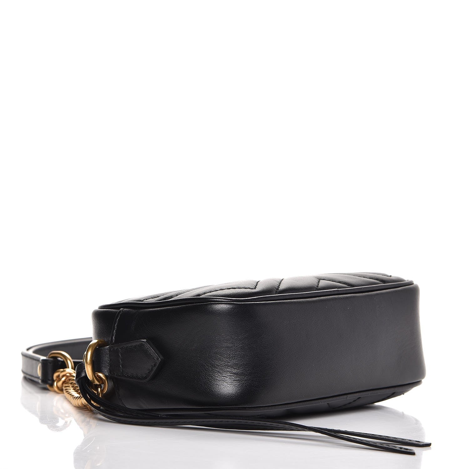 Gucci Calfskin Matelasse Mini GG Marmont Chain Shoulder Bag Black 4 of 8