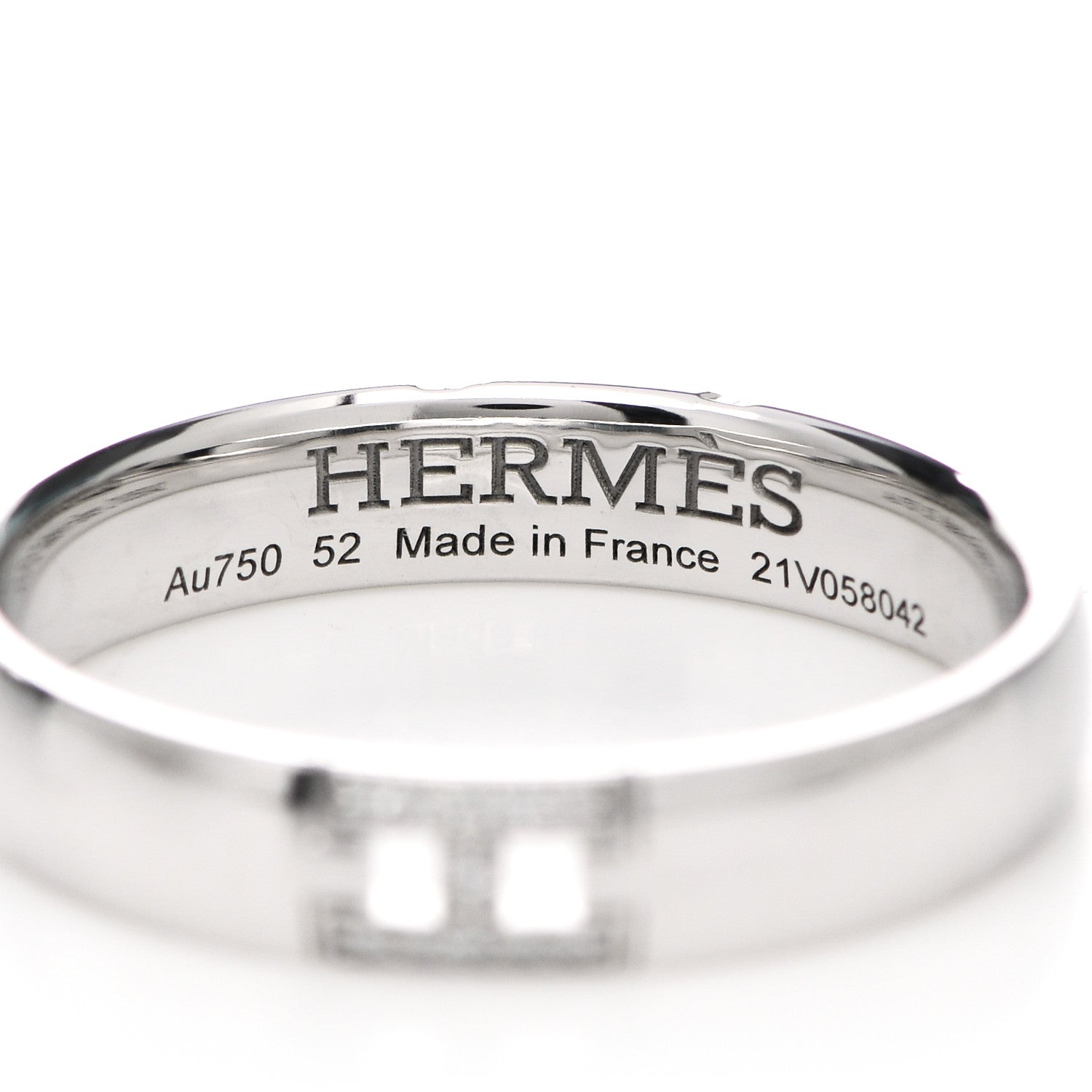Hermes 18K White Gold Diamond Ever Herakles Wedding Band Ring 52 6 4 of 5