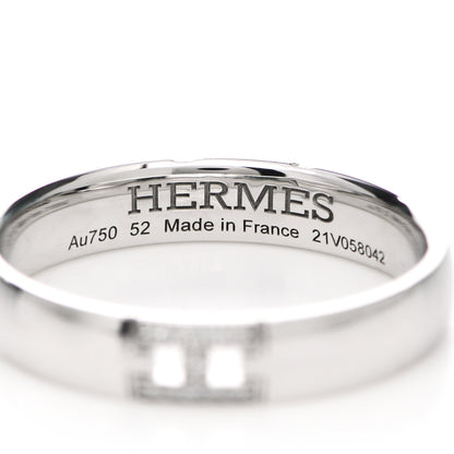 Hermes 18K White Gold Diamond Ever Herakles Wedding Band Ring 52 6 4 of 5