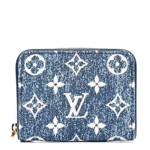 Denim Monogram Jacquard Zippy Coin Purse Bleu