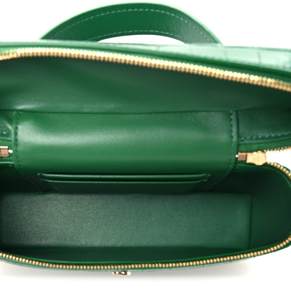 Chanel Calfskin Crocodile Embossed Crococo Top Handle Slim Vanity Case With Chain Green 5 of 11